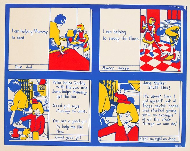 womensart1's tweet image. &apos;Right on Jane&apos;, anti-sexism poster from See Red Women&apos;s Workshop, UK (1974 - 1990s) #womensart