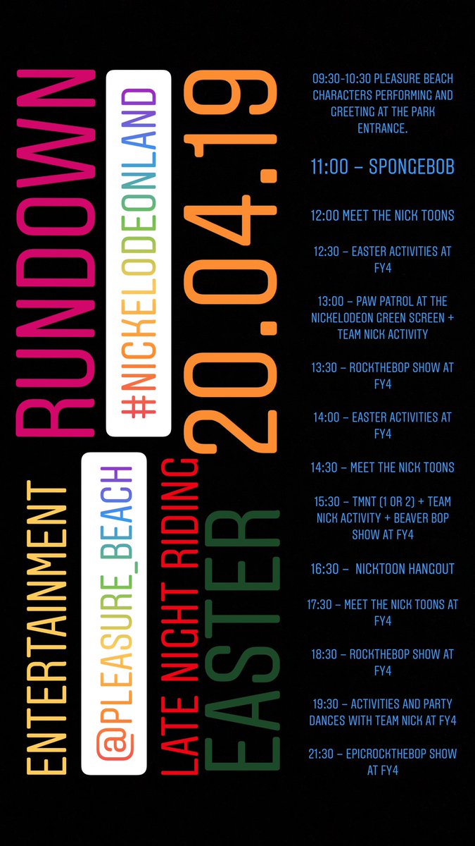 EntsTeamBPB's tweet photo. #ROCKtheBOP with us all day and night @Pleasure_Beach with ALL THIS #entertainment π€― join us on #NickelodeonLand #FY4 and all over #BPB this #LateNightRiding itβs going to be #EGGpic π€£π https://t.co/qzuEilImwC