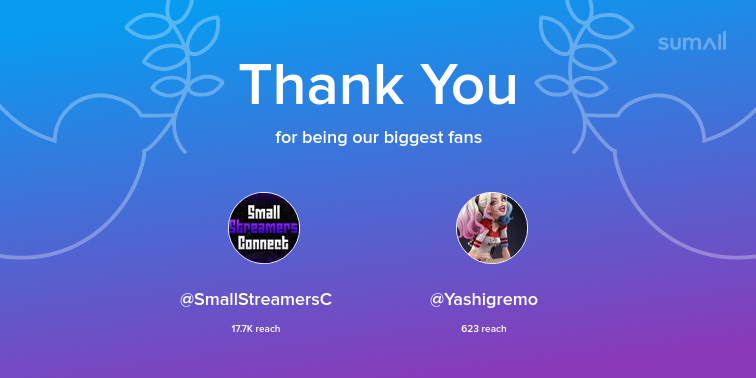 qpunleashed's tweet image. Our biggest fans this week: @SmallStreamersC, @Yashigremo. Thank you! via sumall.com/thankyou?utm_s…