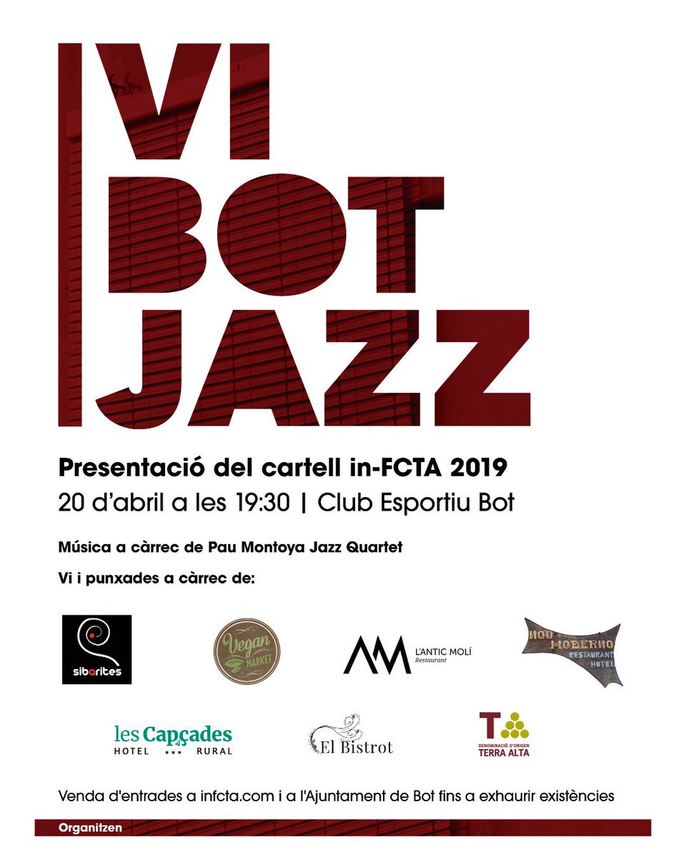Avui a partir de les 19.30 vi Bot Jazz, amb vins de la #doterraalta tapes, #musica a #bot 3terraalta #paradisrural #terraalta #reservadelabiosfera #terresd3elebre