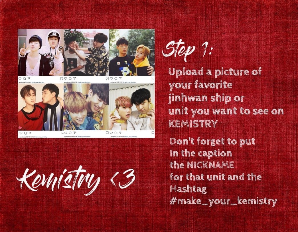 Gnanis_Noona's tweet photo. #JAYMiSTRY: KEMiSTRY WITH JINHWAN
follow these simple steps and you're one step closer to seeing your dream Jinhwan subunit on stage.
DON'T FORGET TO Fill up the form: https://t.co/ED1tfrlX7e #make_your_chemistry https://t.co/xEgRCISaPm