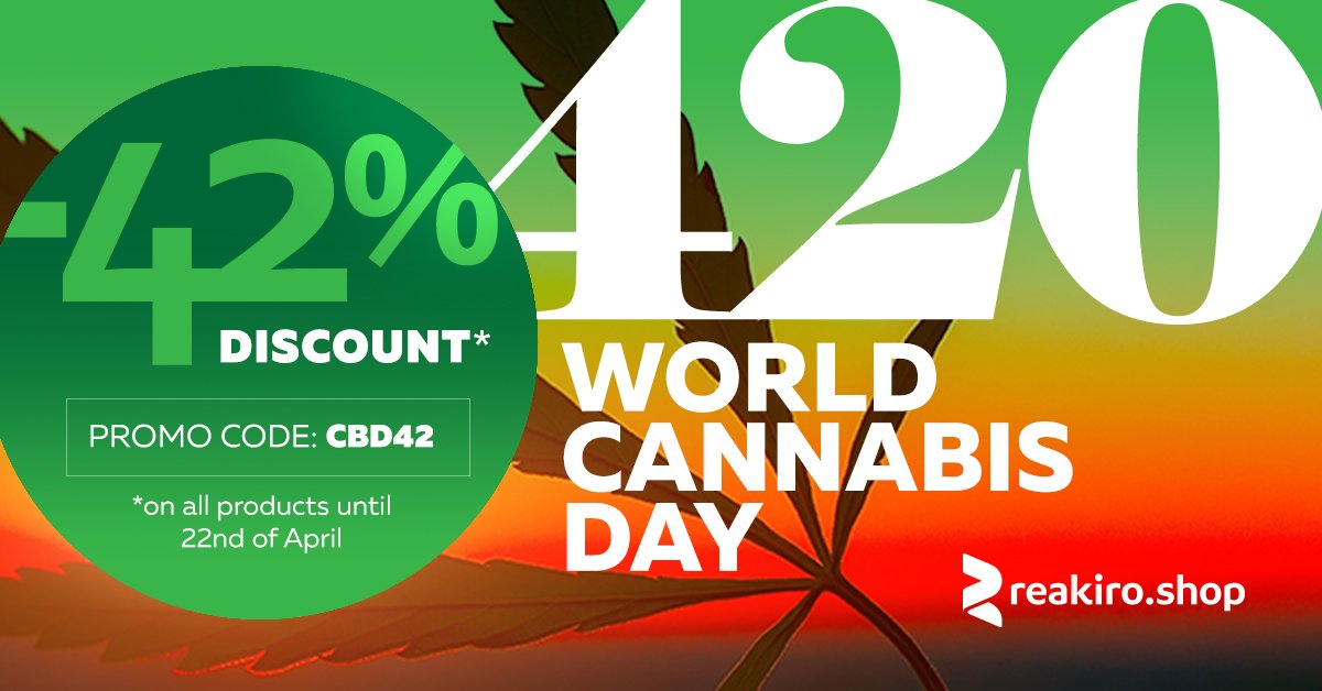 ReakiroOfficial's tweet photo. Happy #420 🌍
Celebrate together with Reakiro's premium quality CBD products! Use the promo code CBD42⁣ at the checkout and get our special -4️⃣2️⃣% discount https://t.co/5qHSprlr3K https://t.co/wpVofgi07b