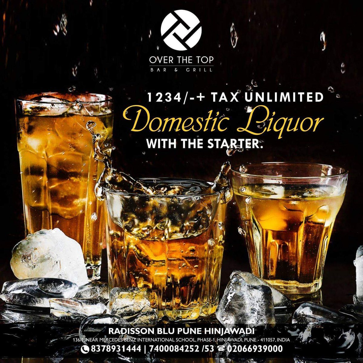 overthetoppune's tweet photo. Wanna add some energy to your everyday routine? Then be at the right place to make a mundane routine, refreshingly exciting with our1234++ offer. Get unlimited domestic liquor &amp; starter for 120 mins.
 #overthetop #pune #starter #domesticliquor  #punebloggers #drinks #beverages https://t.co/FnHSbDstGc