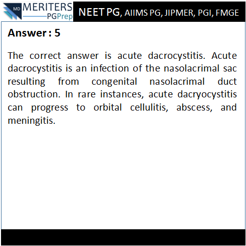 pg_prep's tweet photo. What is your diagnosis?
1. Trichiasis
2. Gonococcal conjunctivitis
3. Chlamydial conjunctivitis
4. Simple nasolacrimal duct obstruction
5. Acute dacrocystitis

#NEET_PG #AIIMS #JIPMER #PGI #DNB #Medicine #PG_Medical_Entrance #NEETPG #MedicalEntrance #Doctor #Medical #PGPrep https://t.co/UO1yJ4ID9Q