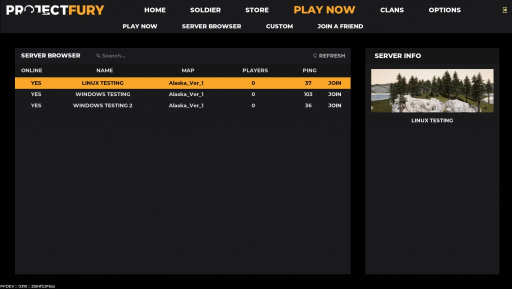 ProjectFuryFPS's tweet photo. A little screenie from the server browser. 
#UE4 @ProjectFuryFPS #indiedev #userinterface https://t.co/muBALLbY1p