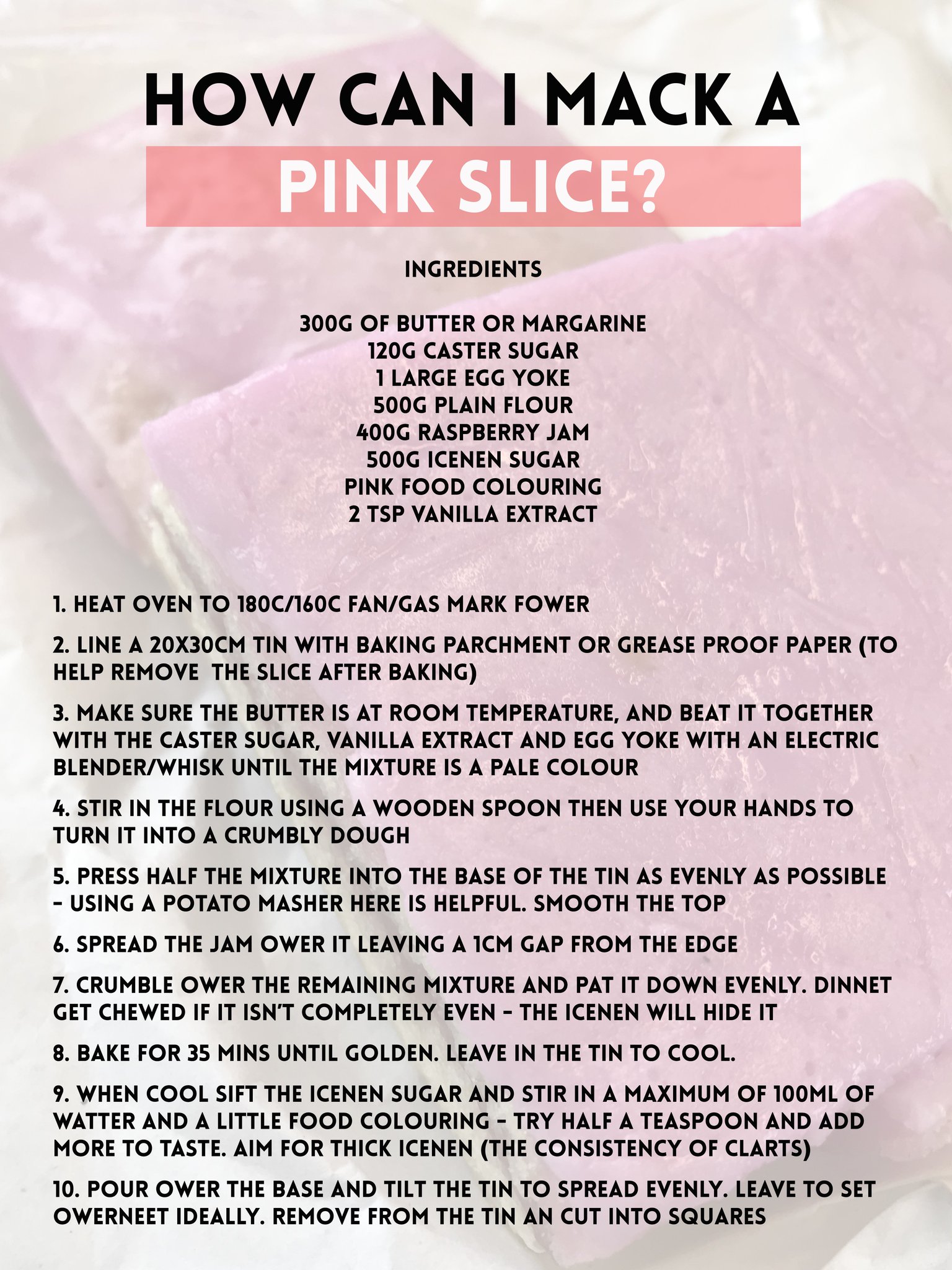 Pink jam slice recipe