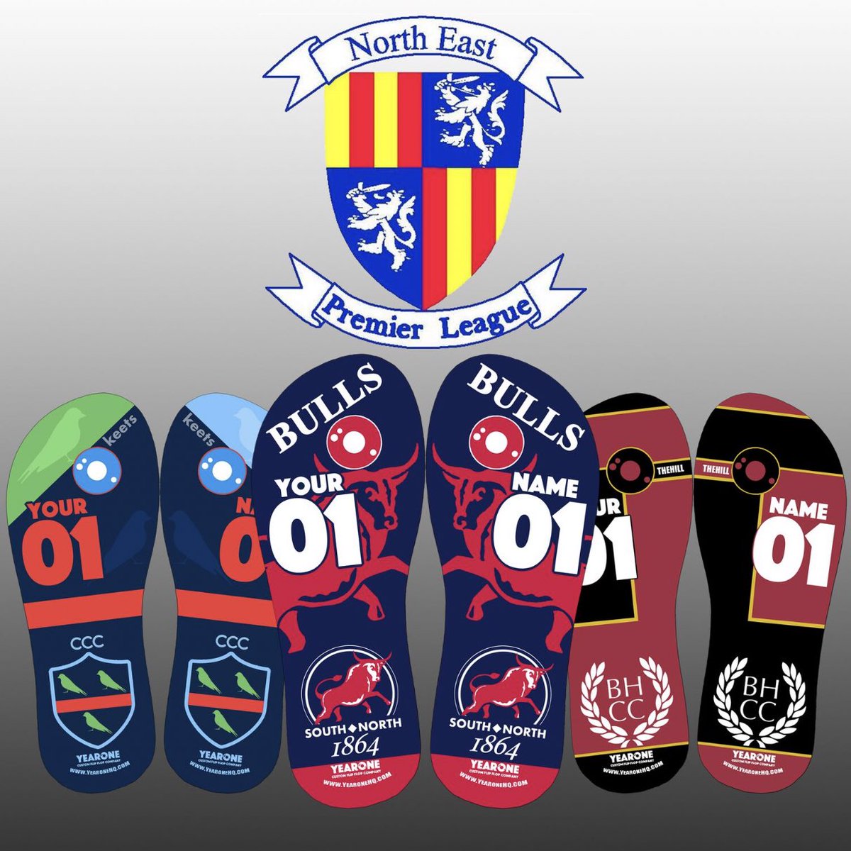 YearoneHQ's tweet photo. Goodluck to our favourite flip flop wearing teams for the start of the 2019 @neplcricket season. @SNBULLS @cls_cricketclub @hillcricket
Head on over to the website https://t.co/cwQKHgHomC to get your teams free design. #customflipflops #Customfootwear #team #cricket #flipflops https://t.co/pMMUBsN6Mp