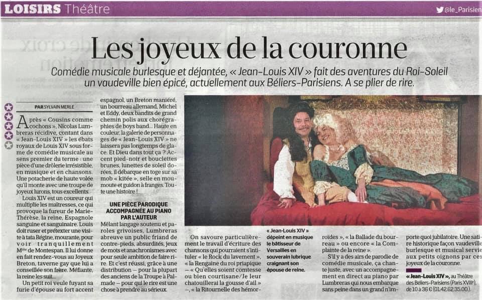 Merci <a href="/LeParisien_75/">Le Parisien | Paris</a> ! <a href="/beliersparis/">Béliers Parisiens</a>  #comedie #musique #boulevard #roisoleil