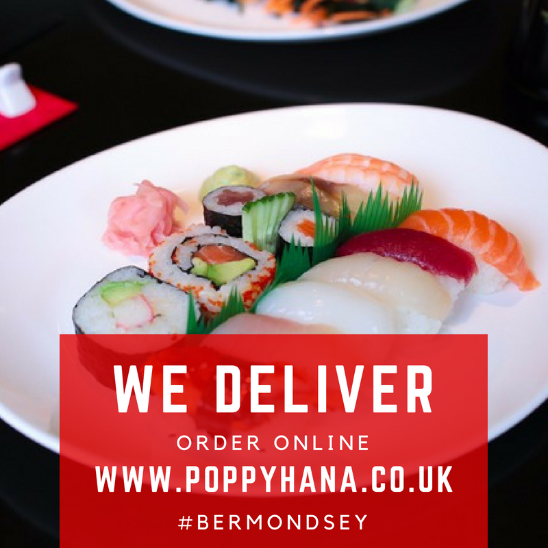 PoppyHanaFood's tweet photo. Our award winning takeaway service delivers our delicious food, straight to your door. Order quickly and securely here > https://t.co/l39YT1EjcU #Bermondsey #Rotherhithe #London #Southwark #Japanesefood #Sushi https://t.co/MVVst3PaRi