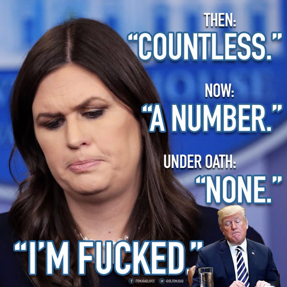 LouLachat's tweet photo. @TheRynheart @KristiBrackin @PressSec That’s why we must to ensure #ResignSarahSanders #ResignSarah and #ResignSanders continues to stay in the public’s “eye” ! No more #SmokeyEyeLies https://t.co/XKjtXdzIBU