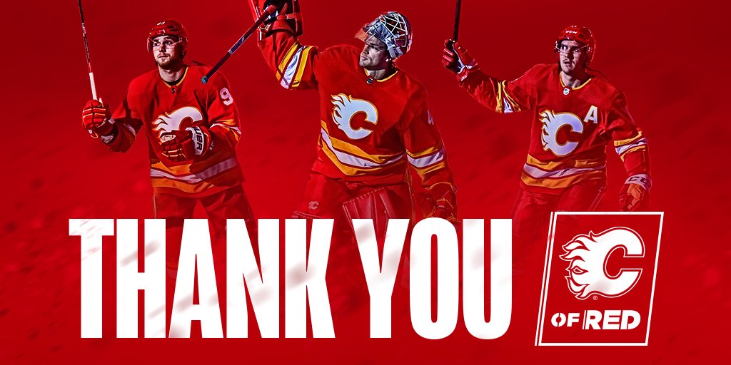 NHLFlames's tweet photo. Thank you, #CofRed, for your unwavering support. 

Your energy and passion fueled us throughout the year and we're eternally grateful to have the best fans in the league with us every step of the way. https://t.co/HdkdfM5jkT