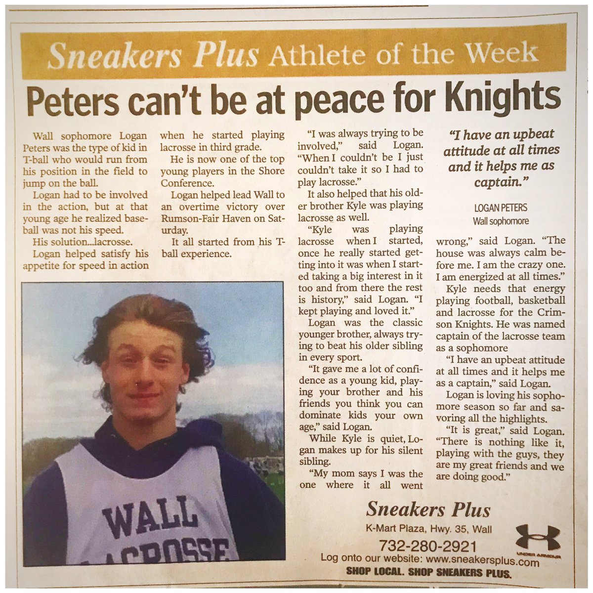 Wall HS Boys Lacrosse (@wall_boyslax) on Twitter photo Wall sophomore captain Logan Peters named <a href="/StarNewsGroup/">Star News Group</a> Coast Star Player of the Week! <a href="/Wall_BoysLax/">Wall HS Boys Lacrosse</a> family is so proud! <a href="/SneakersPlus/">Sneakers Plus</a> @WallHSAthletics <a href="/WallTwpSchools/">Wall Township Public Schools</a> #wallknights Wall sophomore captain Logan Peters named <a href="/StarNewsGroup/">Star News Group</a> Coast Star Player of the Week! <a href="/Wall_BoysLax/">Wall HS Boys Lacrosse</a> family is so proud! <a href="/SneakersPlus/">Sneakers Plus</a> @WallHSAthletics <a href="/WallTwpSchools/">Wall Township Public Schools</a> #wallknights