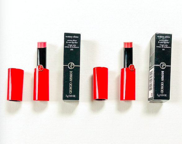 davelackie's tweet photo. Armani Beauty's Ecstasy Shine Lipsticks offer brilliant colour and lip care ingredients. I'm giving away the shades "fatale" and "nuda"! To enter, follow @davelackie &amp; RT https://t.co/AXvkbLdf0s