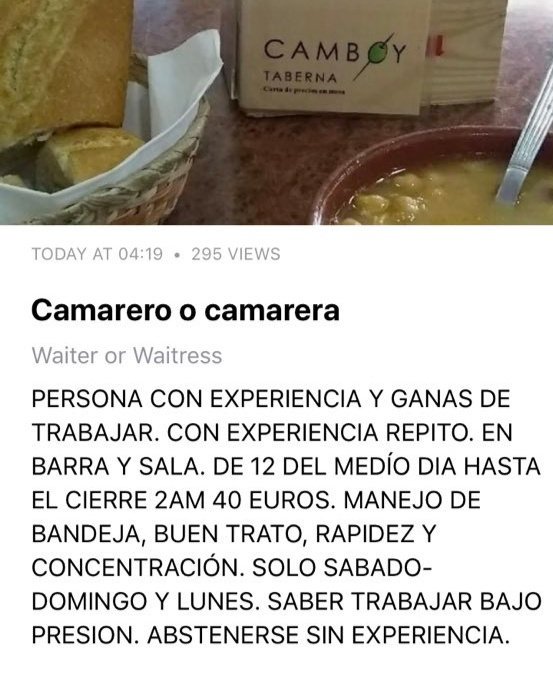 JobsMierda's tweet photo. Trabaja 14 horas por 40€ 

2'8€ la hora 😉 https://t.co/4QK8thjrVV
