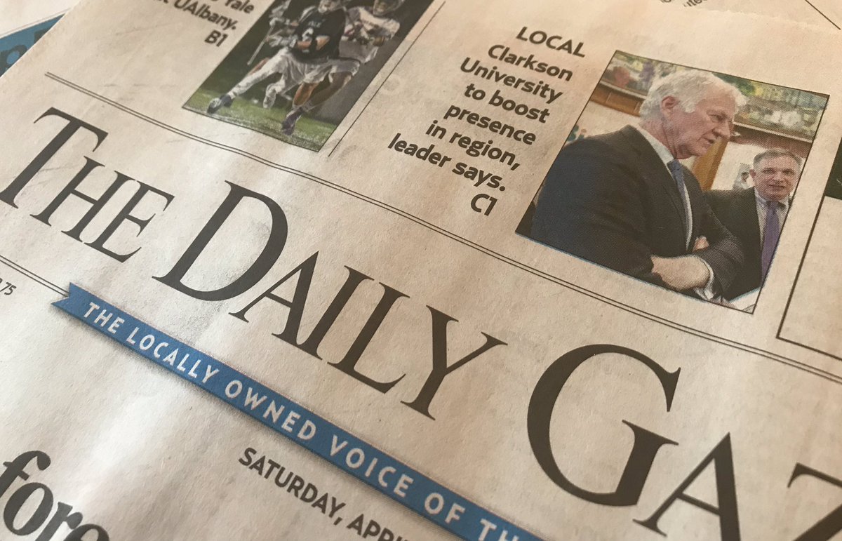 Great story in today’s <a href="/dgazette/">Daily Gazette</a> — teased on Page 1 — about <a href="/ClarksonUniv/">Clarkson University</a> President Tony Collin’s talk at the <a href="/NewYorkBizLab/">newyorkbizlab</a> at the BizLab-Clarkson lunch and how the school’s plans to boost its presence in the region. <a href="/TonyCivitella/">Antonio Civitella</a> 
dailygazette.com/article/2019/0… #startup #Entrepreneur