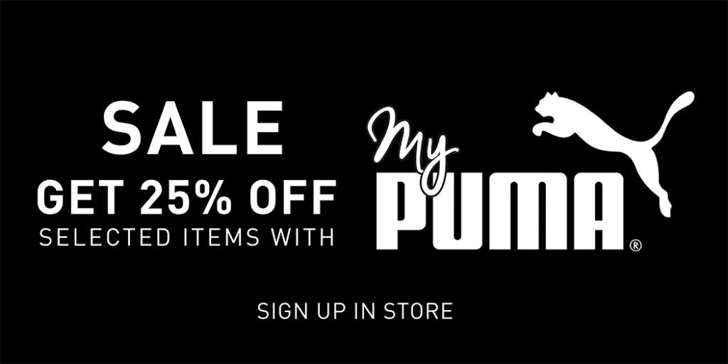 PUMASouthAfrica's tweet photo. The #MyPUMA sale is back 💃! Are you part of the fam? Get 25% off on selected items at all PUMA stores between 18.04.2019 and 24.04.2019! Not a part of the fam? No stress, sign up here >> https://t.co/QoPfIfNnmE and start earning points today! https://t.co/Egb4WNTx8o