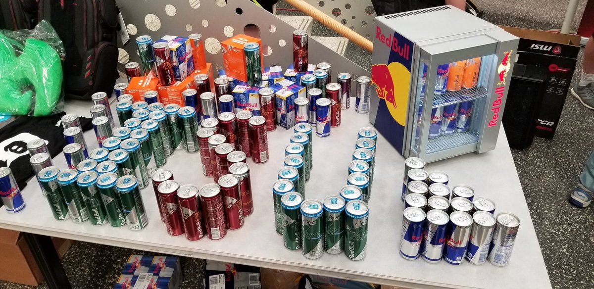 GamingISU's tweet photo. It's an early morning, you'll need some fuel!
Thanks to @redbull for helping energize our competitors today!
#OpenLAN19 https://t.co/cT0GJlpyol