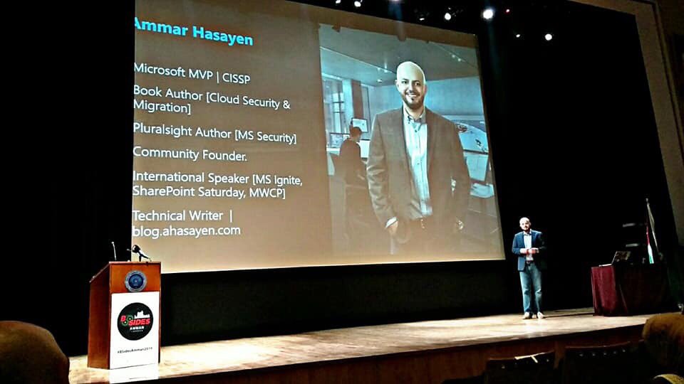 ammarhasayen's tweet photo. Great time at @BSidesAmman today as I shared the stage with great speakers. Thanks to all organizers 🙌
#CyberSecurity #community #event #BSidesAmman #bsides #hack #hackers #windows #azureatp #WindowsATP #ai #apt #security #learning #training #mvpbuzz https://t.co/MO0ufpiqif