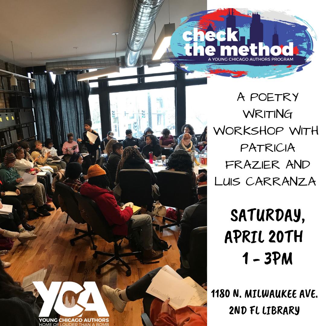 YoungChiAuthors's tweet photo. Our free Saturday writing workshops started back + run through 6/15!
Join us today, April 20th at #YCA. #CheckTheMethod 1-3pm lead by @23carranzaLuis & #PatriciaFrazier.
#EmceeWreckshop 4-6pm facilitated by artists @add2themc & @defcee. For All writing levels 📝📚 https://t.co/L02s9QtsVU
