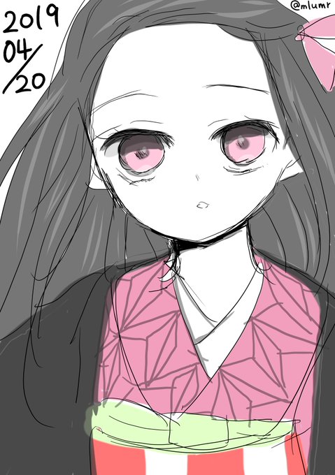 華さんがTwitterに投稿した竈門禰豆子(鬼滅の刃)のイラスト。