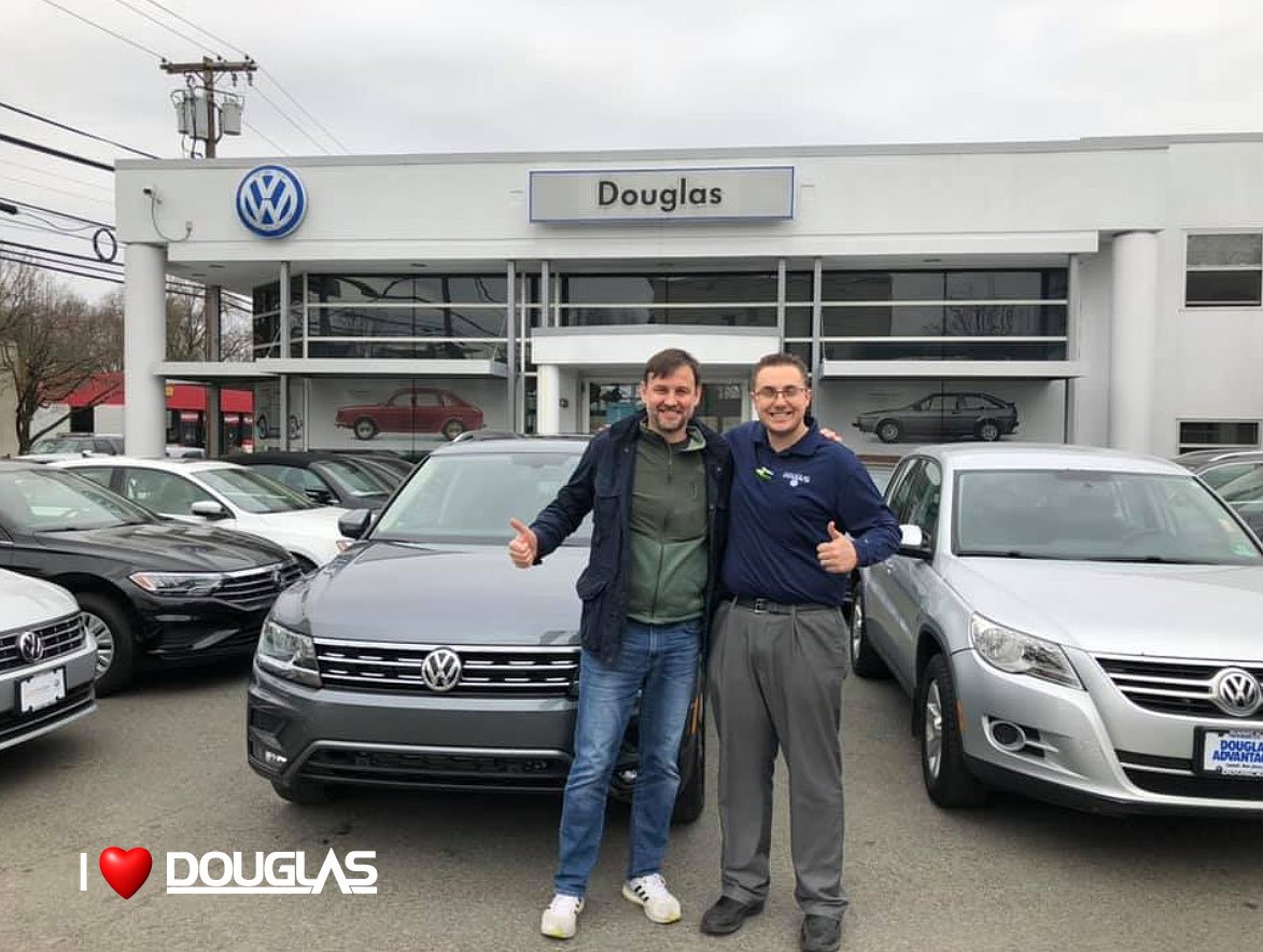 "Simon says">>"SignThenDrive Time at Douglas!" *Congrats to Sergey as he takes delivery of his Award-Winning 2019 Tiguan from Master VW Consultant Simon Krugly at Douglas Volkswagen in Summit!