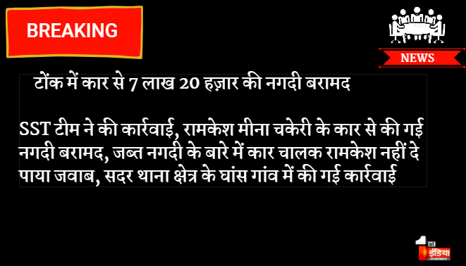 1stIndiaNews's tweet photo. #BreakingNews #Tonk : कार से 7 लाख 20 हज़ार की नगदी बरामद
#CashRecovered #SSTTeam #PoliceAction
Watch Live : https://t.co/IymzqXw6Ua https://t.co/lXdwRGs603