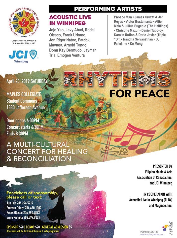 Wishing <a href="/JCIWinnipeg/">JCI Winnipeg</a> a great event. This is an example of  collaboration with other organizations done with <a href="/JCICanada/">JCI Canada</a>  #RhythmsForPeace is a multicultural concert for reconciliation and healing. <a href="/Act_4_Peace/">Peace is Possible</a> #PeaceIsPossible make your commitment at peaceispossible.cc