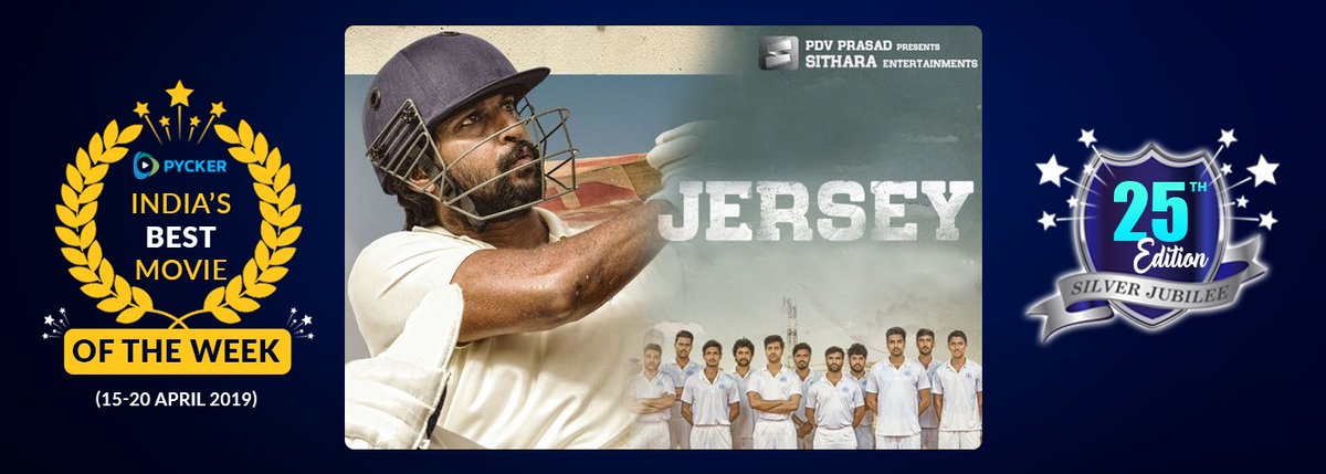 TeluguPycker's tweet image. #Pycker India's Best Movie of the Week - Silver Jubilee Edition

And the movie is - Natural Star #Nani's #Jersey (Only 3rd Telugu movie to in 25 weeks) overcoming #Kalank #Kanchana3 

@NameisNani made our day @gowtam19 @ShraddhaSrinath 

@LeNonymous 

bit.ly/2IPo4VZ