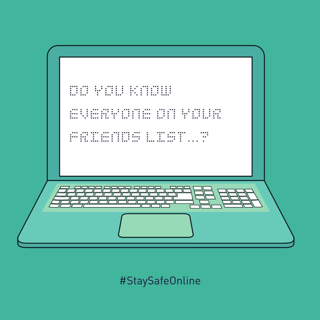 AntiBullyingPro's tweet photo. Only accept friend requests online from those you know personally offline #StaySafeOnline https://t.co/cJr0wHdUFv