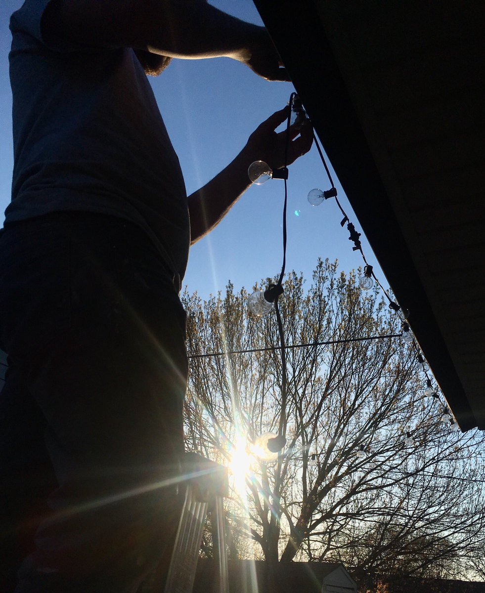 TaskHoundLLC's tweet image. We’re completing all kinds of taks lately to help folks get their homes ready for Summer- like installing these patio string lights! What’s on the to-do list at your house? #TaskHound #HomeImprovement #HomeRemodel