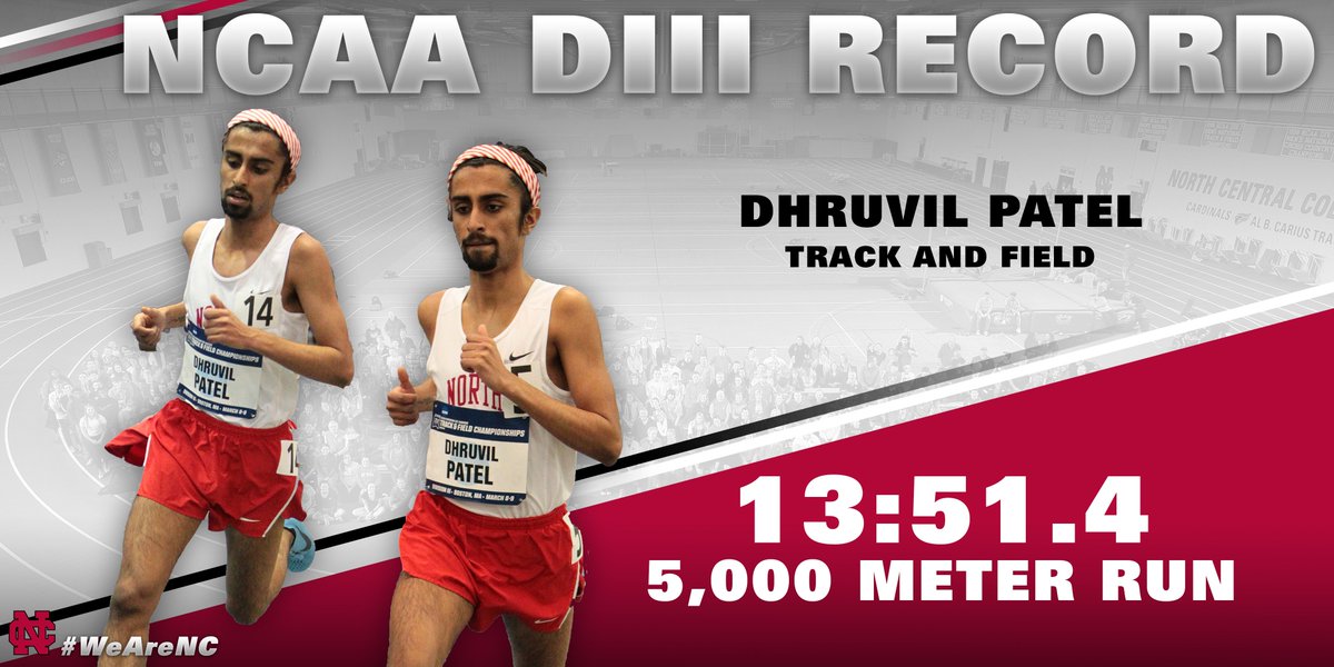Just another day for <a href="/NCCMensXCTF/">North Central Men’s Track and Cross Country</a>: Dhruvil Patel broke the 32-year-old Division III outdoor 5K record last night, running 13:51.4 at Stanford University's Cardinal Classic! #WeAreNC 
northcentralcardinals.com/news/2019/4/20…