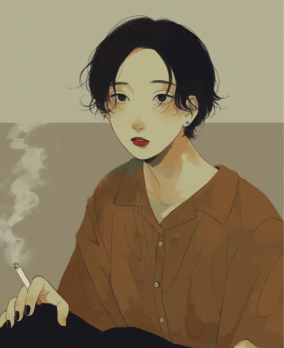 「cigarette holding cigarette」 illustration images(Oldest)