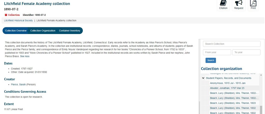 judgereeve's tweet image. #Archive30 Day 20 #ACollection. This one of Litchfield Female Academy records was largely assembled by Emily Noyes Vanderpoel. Our exhibit on the Female Academy is on display through December 1, 2019. #ARAScot  #ExploreYourArchive #litchfieldat300 #litchfieldhistory⁣