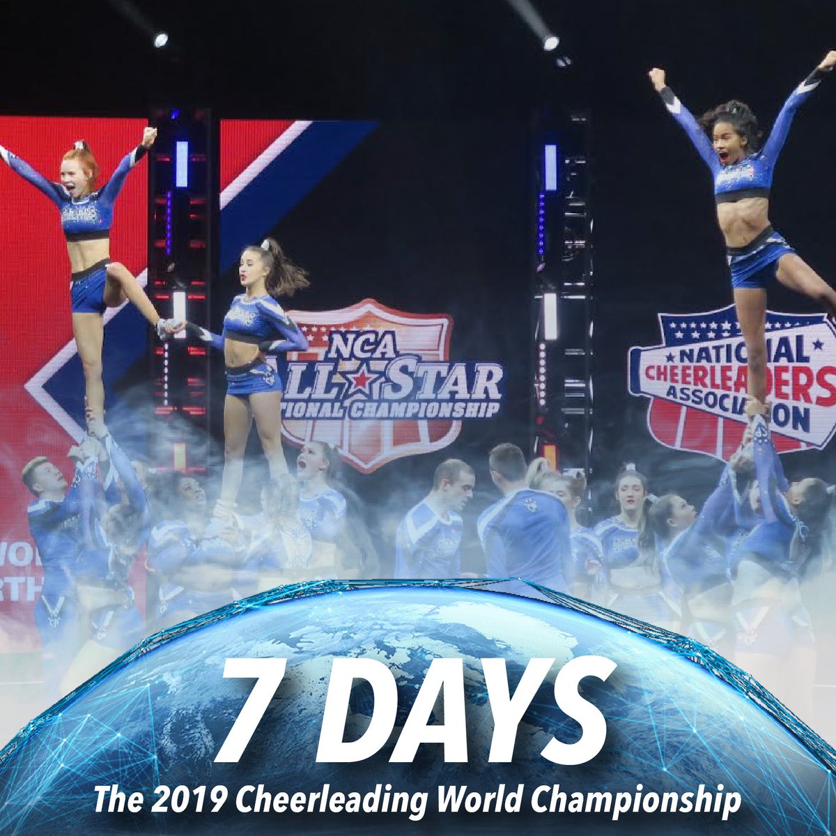 cheerUPDATES's tweet photo. Just one week to go...
7️⃣ Days until #CheerWorlds2019🌎

@USASFcheer 
@The_CheerWorlds 
@CheerAthletics https://t.co/h4h906aOpk