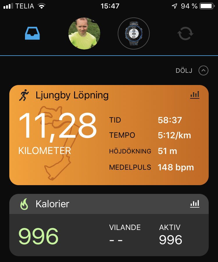 frenyst's tweet photo. Vissa dagar finns det helt enkelt ingen ork i kroppen och benen är helt slut från första steget. Idag var en sådan dag. Då är det tur att pannbenet är tjockt och viljan att ”gå i mål” är stark. 11,3 vidriga kilometer avklarade... 💪🏻 #löpning #fys #bitihop https://t.co/eNSOYpS3zo