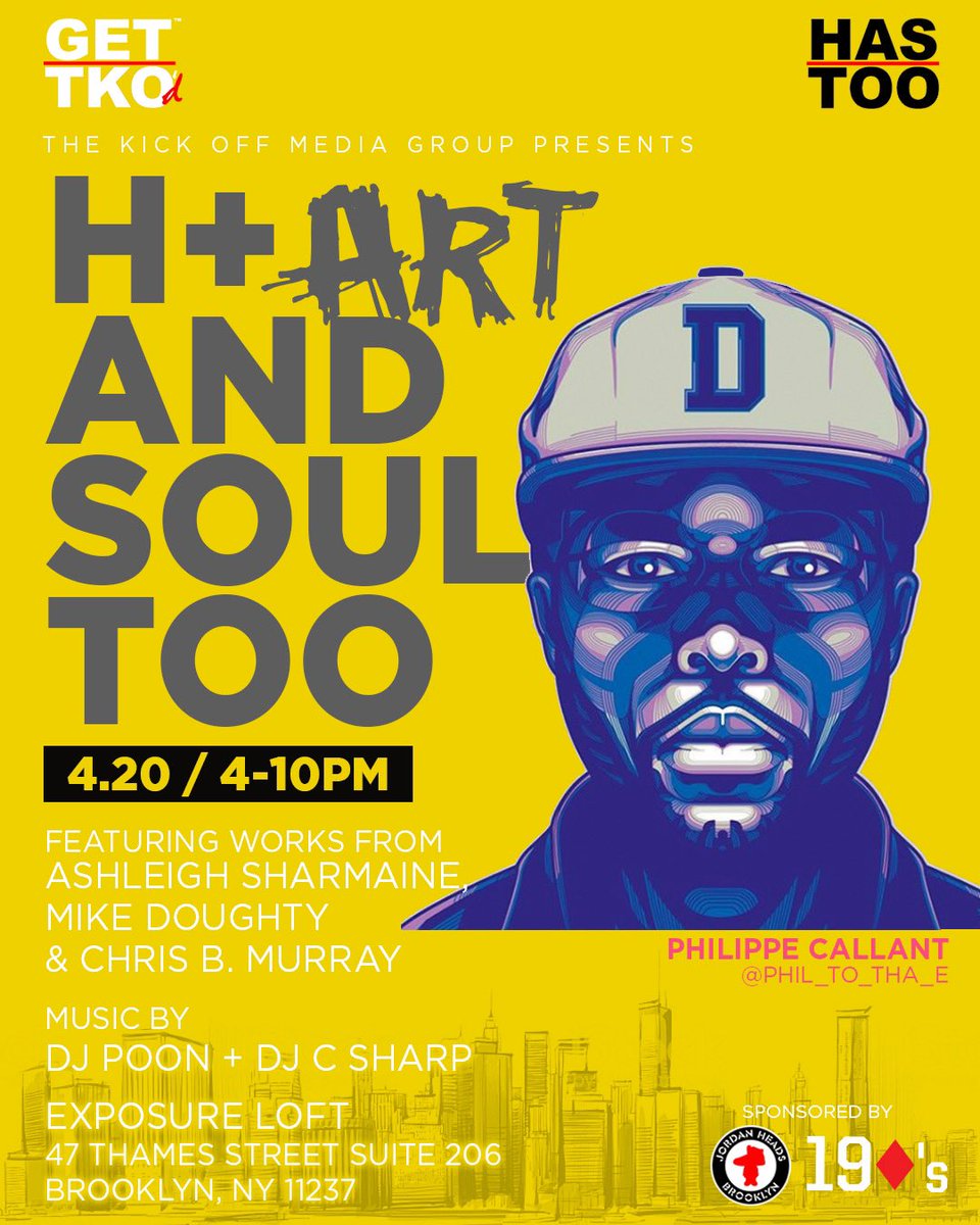 TODAY FROM 4PM-10pm @JHBK23 is sponsoring a DOPE art show with 4 DOPE artists and a couple surprise friends displaying some art! “H+ART AND SOUL TOO”. This year the artists will show pieces influenced by hip hop. PULL UP! IT’S FREE!