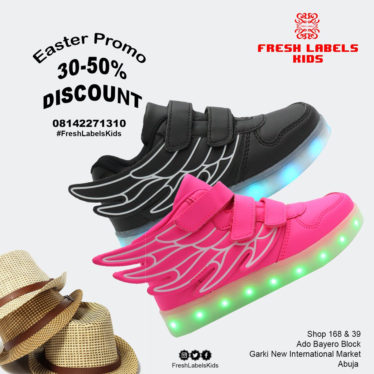 FreshLabelsKids's tweet image. Get all you need for your kids @FreshLabelsKids  👕👖👗👘👚🛍️👜🎒👞👟👠
Shop 168 &amp;amp; 39,  Block C2, Ado Bayero Building, New Garki Ultra Modern Market, Abuja 
0818 510 0573, 08142271310 
#FreshLabelsKids
#AbujaPlayGround
#AbujaTwitterCommunity
#SocialAbujaMarket
#Easter