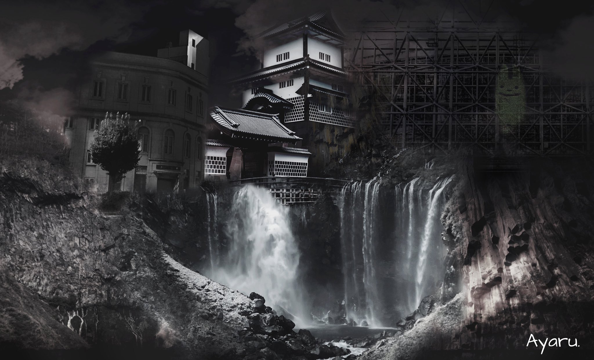 Ayaru בטוויטר 伏魔殿 伏魔殿 鬼ヶ島 昔ばなし こわいはなし パンデモニウム シリーズ7 涅槃 Nirvana ニルヴァーナ どこにもない場所 Arcadia アルカディア ファンタジーな世界 背景加工 空想世界 Photomanipulations インスピレーションアート