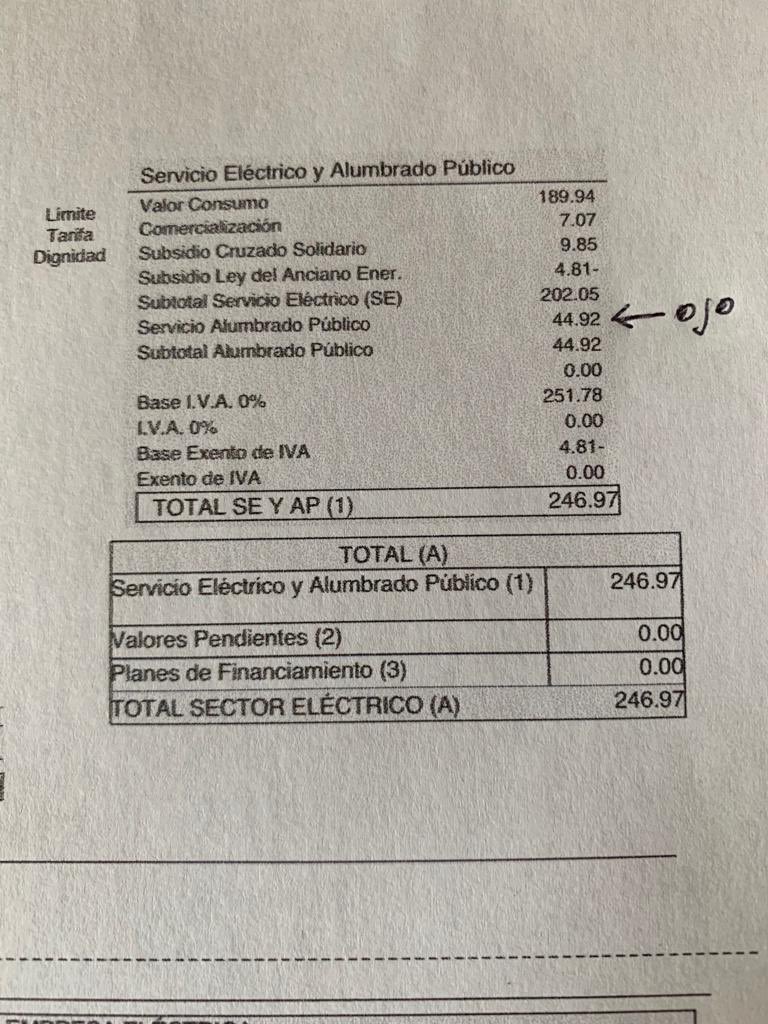 Atención! A partir del 1 de abril suben las tarifas por alumbrado público, golpe al bolsillo de los usuarios, a llorar al municipio S Cristiano, no más impuestos dijeron, no más abusos dijeron, 7 veces si te dijeron.