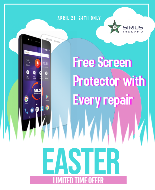 SiriusIreland's tweet photo. 🐰🐣 Don't miss out on our special Easter deals! Get a FREE glass screen protector for your phone after every repair! 🐣🐰 https://t.co/NurzLuKcAx