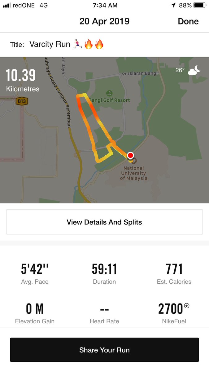 Samirfan96's tweet photo. Alhamdulillah my first 10 km run actually went well. Tak sangka boleh dapat pace camtu dengan tak cukup training 🤷🏻‍♂️😂 Insyaallah jumpa lagi Varcity Run tahun depan 💪🏽🏃🏻‍♂️ @twtjogging https://t.co/jcMGdoQAv3