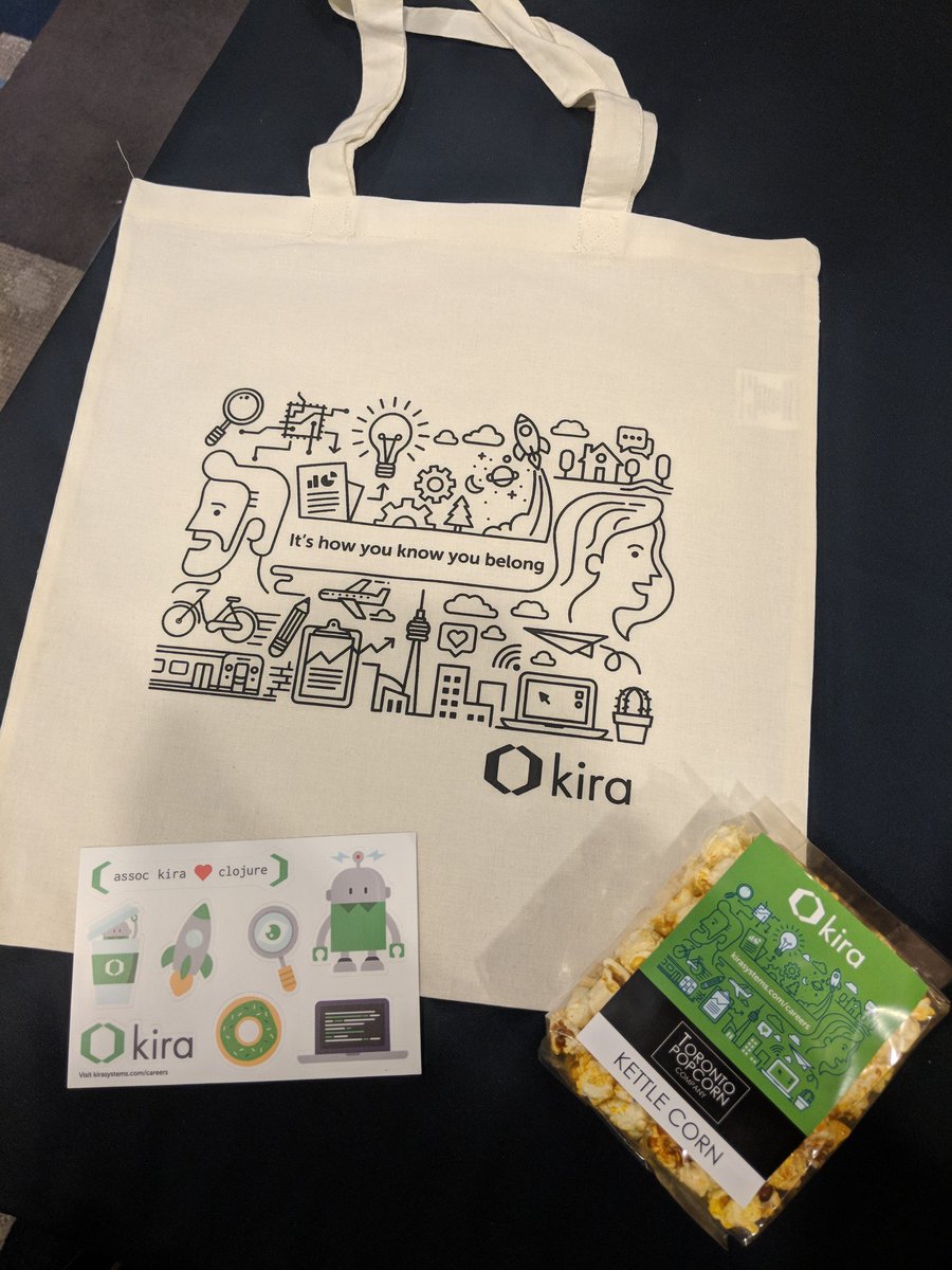 roxykesh's tweet photo. Got snacks and swag @KiraSystems booth @clojurenorth! #clojurenorth #kirasystems https://t.co/TP6OMhhF3x