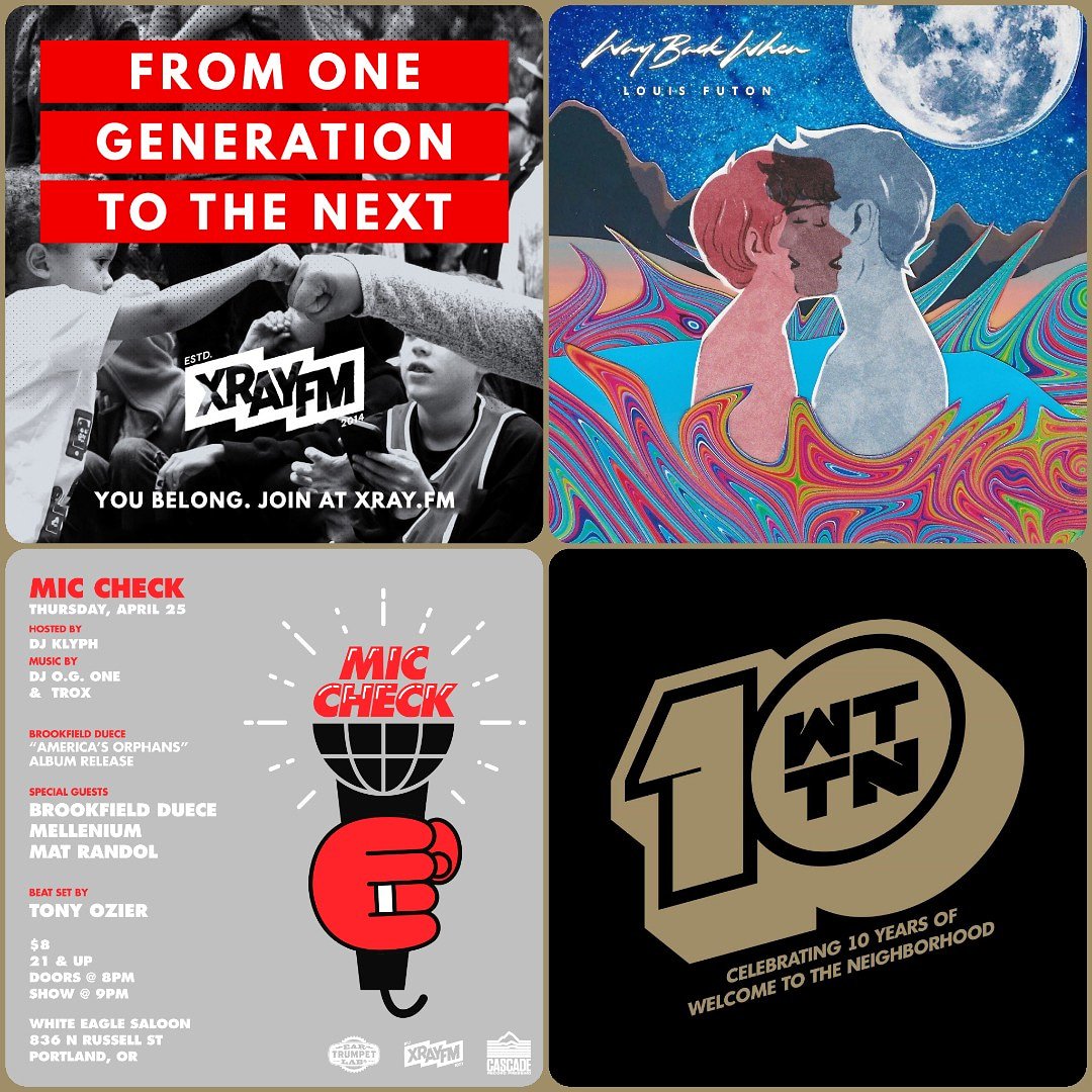 WTTNRadio's tweet photo. Tonight on @xrayfm we continue the spring fundraiser, talk to @louisfutonbeats get ready for next week's @MicCheck_PDX and continue to celebrate #WelcomeToTheNeighborhood #10YearsStrong with #realgoodmusic 8pm pst #straightouttapdx https://t.co/mkbqZiqMti