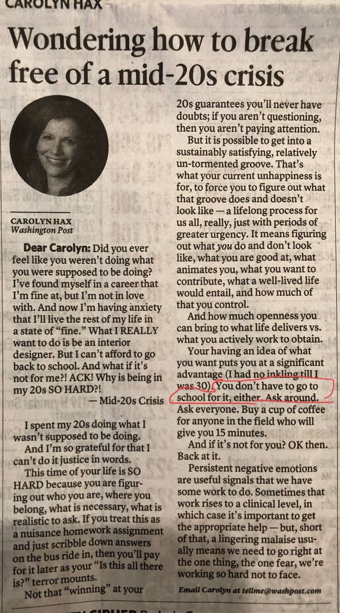 CDG_Inc's tweet photo. @carolynhax Just read your article, “...break free of a mid-20’s crisis” in Friday @sacbee_news. Pls know that education is required for a serious design career. Happy to talk to “Mid-20s Crisis” if she or he sees this. #IIDA #ASID https://t.co/6Q8ZeN2mmW