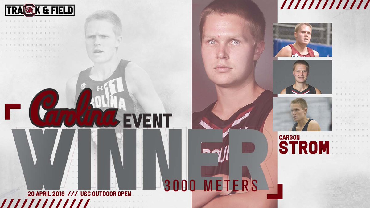 GamecockTrack's tweet photo. 🏆EVENT WINNER🏆

The #Gamecocks go 2-for-2 in the 3K as Carson Strom wins the men's race with a time of 8:53.08. https://t.co/l4aydItUPU