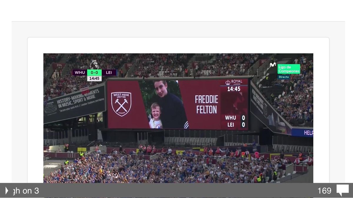 StMartinsSch's tweet photo. 60000 people clapping for Freddie. Thanks to all fans at the match and everybody that has shared this. 👏👏👏 https://t.co/qqcC4SEKZh