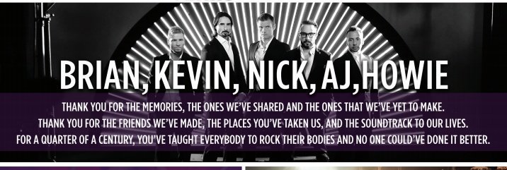 WHOTheBckstreet's tweet photo. To five men who have held a special spot in all of our lives, thank you isn't enough. 

Today, we celebrate 26 years of @backstreetboys and pray for 26 more 🙏 We're wishing them many continued successes and so many more memories together. 

Keep killin it, Boys! https://t.co/adaeyCfcjD