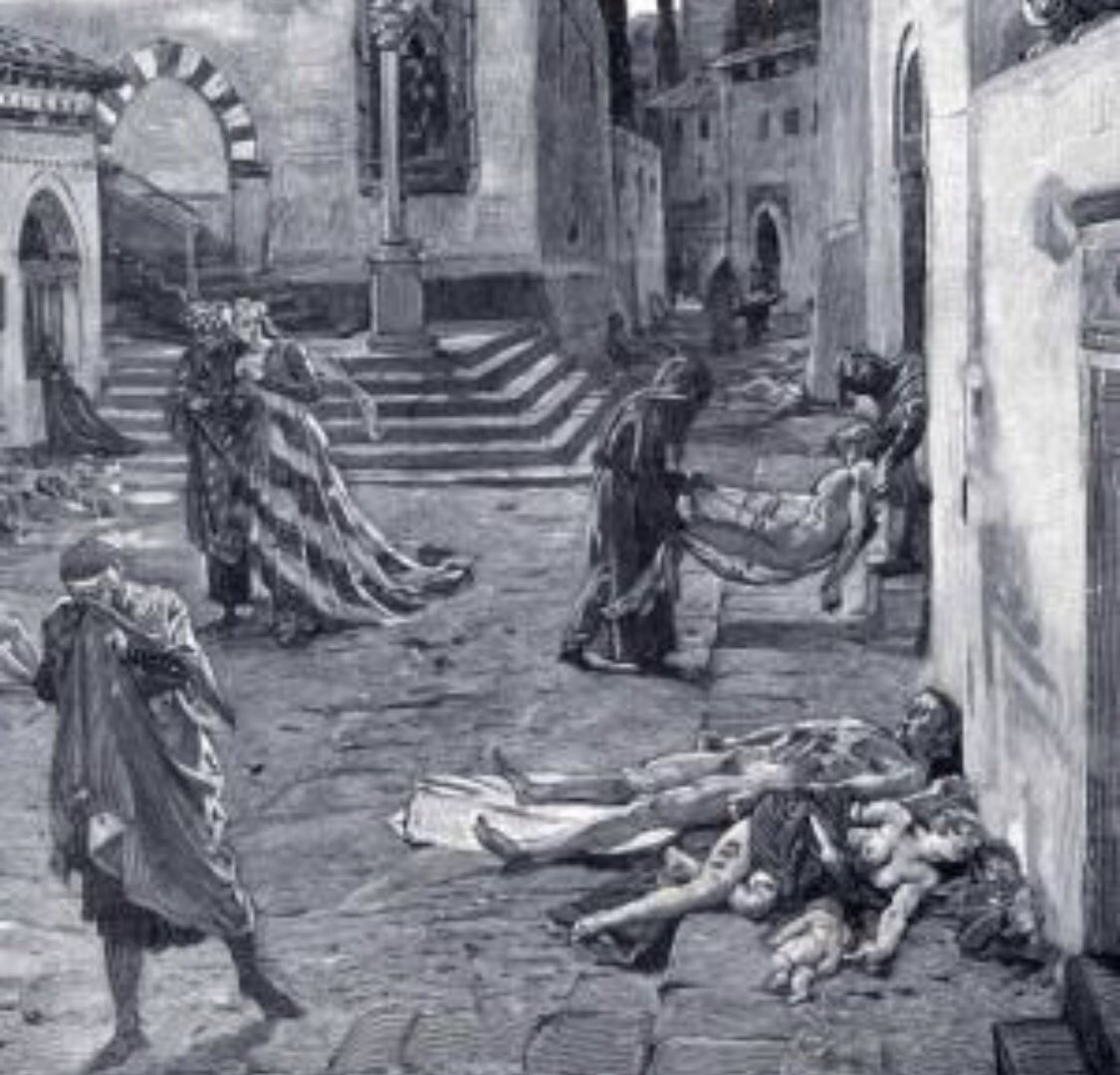 The Great Plague of 1348: “They fell ill in their thousands. Many dropped dead in the open streets...” There was such a multitude of corpses that there wasn’t enough burial ground.“...as if the city had been emptied.”“Would the world ever be so full and prosperous again?”