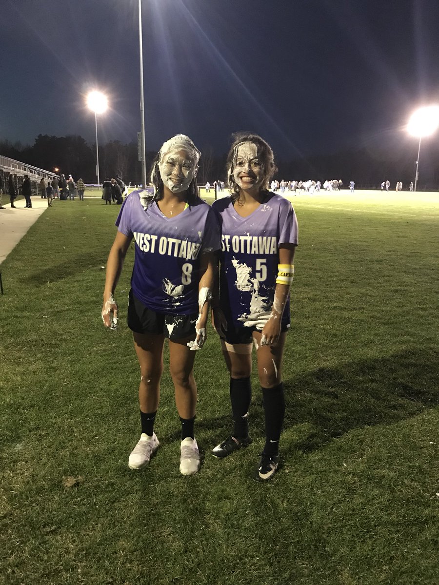 Some fun after the game, pie in the face! Alia &amp; Britney worked so hard to make the Purple Power Game to be a success &amp; they succeeded! They started planning before the season started &amp; the team raised over $10,000! So proud of these two! 💜💜💜⚽️ <a href="/aliamares23/">Alia Mares</a> <a href="/InthavongB_8/">Britney Inthavong</a>