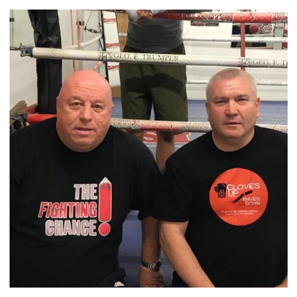 ‘The Bosses’ 
Islington Boxing Club Chairman Lenny Hagland sporting our new Fighting Chance gym kit with Roy Callaghan supporting the Gloves up Knives Down movement. #thefightingchance #islingtonboxingclub #glovesupknivesdown #supportthemovement